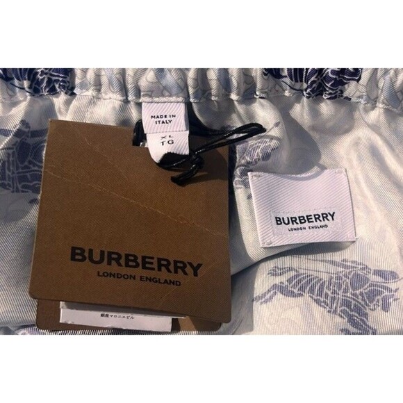 Burberry EKD TB-Monogram Silk Bermuda Shorts Navy IP Pattern Men’s Size XL Swim - Picture 9 of 11